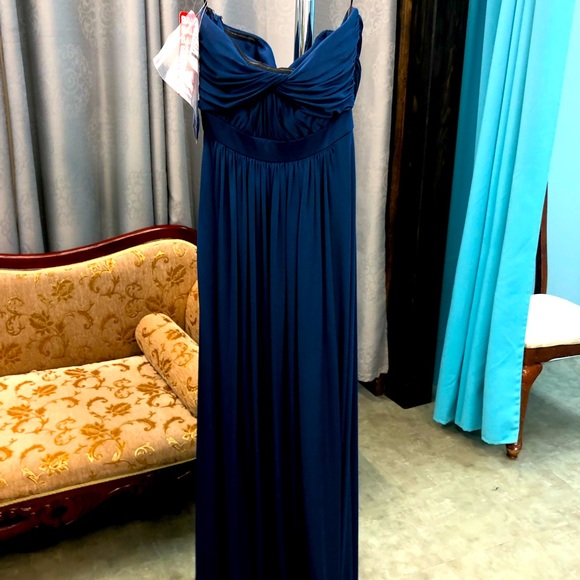 Dessy Estate Blue Strapless Maxi Bridesmaids Dress - Picture 2 of 11